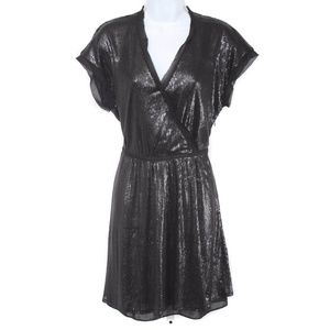 BR MONOGRAM Black Full Sequin Surplice Neckline Cocktail Dress Size 4